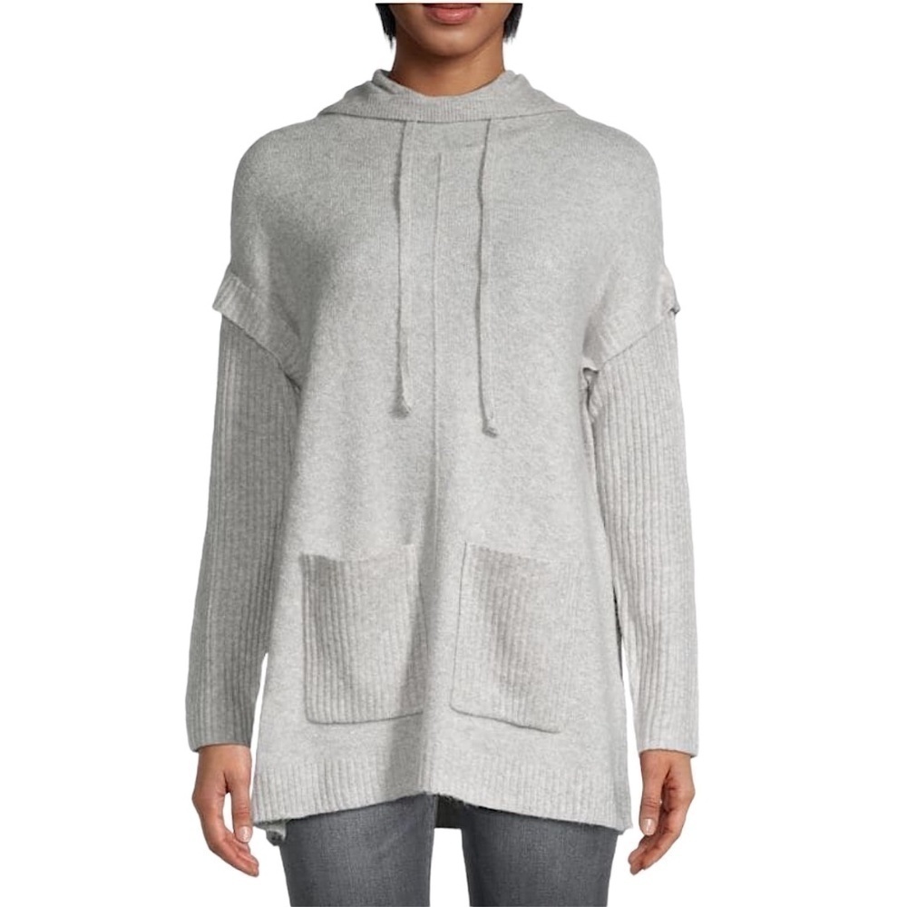 SAKS FIFTH AVENUE Hooded Tunic Sweater XS Gray